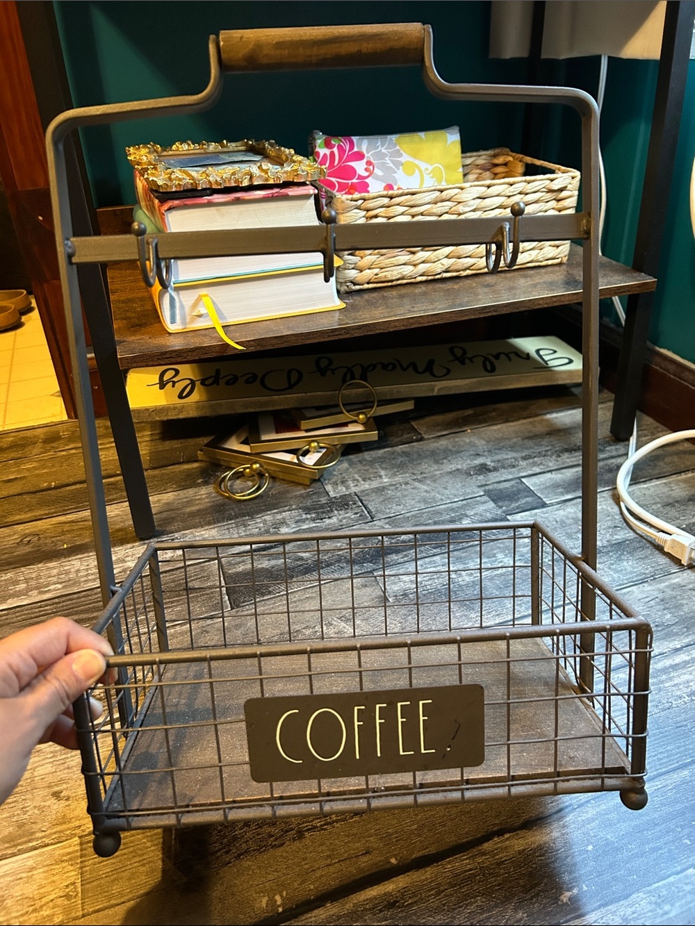 Rae Dunn Black Metal COFFEE Wire Basket